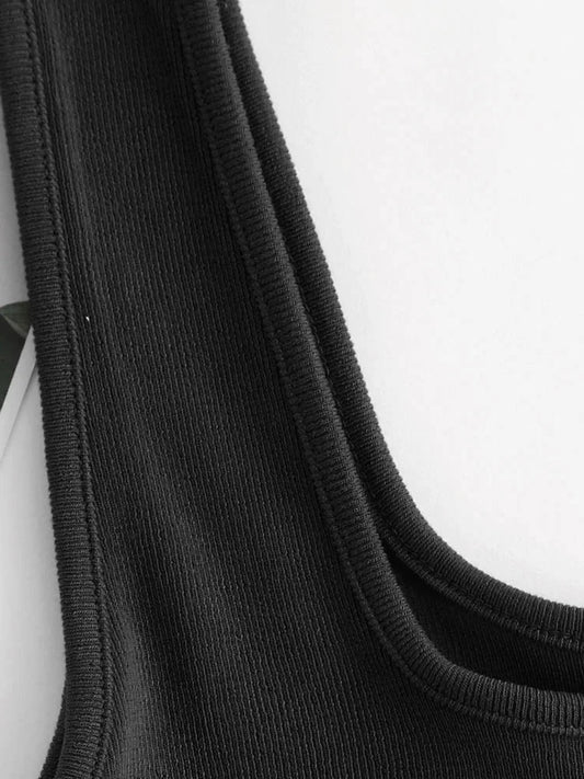 Plain Ribbed Cropped Tank Top Rom-Com Core Tennis